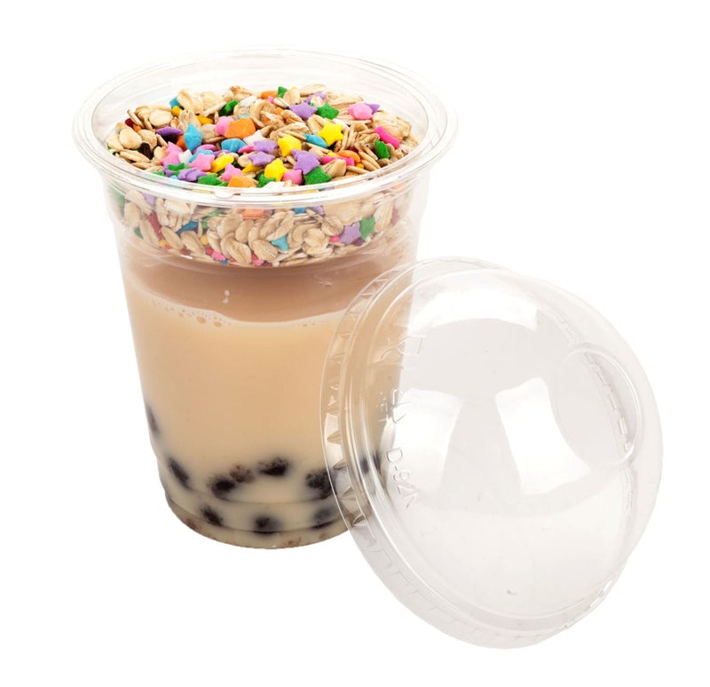 Golden Apple Cup series, 12oz Clear Plastic cups + 2oz insert with Dome lids no hole 50sets - Image 2